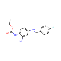 CCOC(=O)Nc1ccc(NCc2ccc(F)cc2)cc1N ZINC000000016154