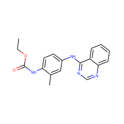 CCOC(=O)Nc1ccc(Nc2ncnc3ccccc23)cc1C ZINC000473144501