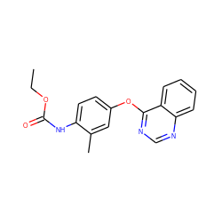 CCOC(=O)Nc1ccc(Oc2ncnc3ccccc23)cc1C ZINC000473144822