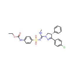 CCOC(=O)Nc1ccc(S(=O)(=O)/N=C(\NC)N2C[C@H](c3ccccc3)C(c3ccc(Cl)cc3)=N2)cc1 ZINC000095577264