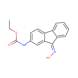 CCOC(=O)Nc1ccc2c(c1)C(=NO)c1ccccc1-2 ZINC000254014955