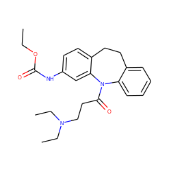 CCOC(=O)Nc1ccc2c(c1)N(C(=O)CCN(CC)CC)c1ccccc1CC2 ZINC000004765343