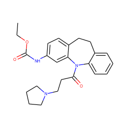 CCOC(=O)Nc1ccc2c(c1)N(C(=O)CCN1CCCC1)c1ccccc1CC2 ZINC000653786714