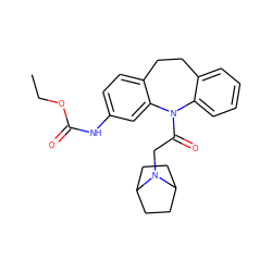 CCOC(=O)Nc1ccc2c(c1)N(C(=O)CN1C3CCC1CC3)c1ccccc1CC2 ZINC000653701088