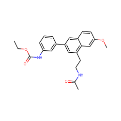 CCOC(=O)Nc1cccc(-c2cc(CCNC(C)=O)c3cc(OC)ccc3c2)c1 ZINC000040916467