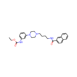 CCOC(=O)Nc1cccc(N2CCN(CCCCNC(=O)c3ccc4ccccc4c3)CC2)c1 ZINC000653688992