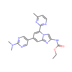 CCOC(=O)Nc1cn2c(-c3nccc(C)n3)cc(-c3cnc(N(C)C)nc3)cc2n1 ZINC000045300930