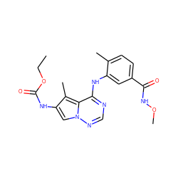 CCOC(=O)Nc1cn2ncnc(Nc3cc(C(=O)NOC)ccc3C)c2c1C ZINC000014974262