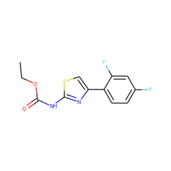 CCOC(=O)Nc1nc(-c2ccc(F)cc2F)cs1 ZINC000000461385