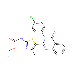 CCOC(=O)Nc1nc(C)c(-c2nc3ccccc3c(=O)n2-c2ccc(Cl)cc2)s1 ZINC000064475299