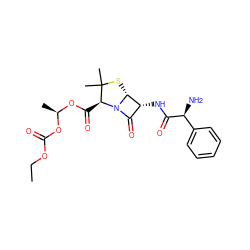 CCOC(=O)O[C@@H](C)OC(=O)[C@@H]1N2C(=O)[C@@H](NC(=O)[C@@H](N)c3ccccc3)[C@H]2SC1(C)C ZINC000035982613