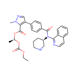 CCOC(=O)O[C@@H](C)OC(=O)c1c(-c2ccc(C(=O)N(c3nccc4ccccc34)[C@@H]3CCCNC3)cc2)cnn1C ZINC000219140959