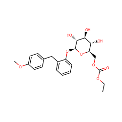 CCOC(=O)OC[C@H]1O[C@@H](Oc2ccccc2Cc2ccc(OC)cc2)[C@H](O)[C@@H](O)[C@@H]1O ZINC000003974200