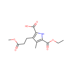 CCOC(=O)c1[nH]c(C(=O)O)c(CCC(=O)OC)c1C ZINC000000080997