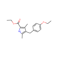 CCOC(=O)c1[nH]c(C)c(Cc2ccc(OCC)cc2)c1C ZINC000000198240