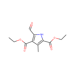 CCOC(=O)c1[nH]c(C=O)c(C(=O)OCC)c1C ZINC000000245187