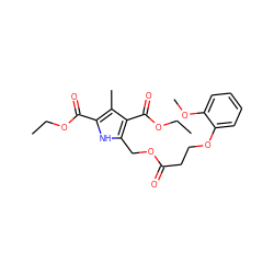 CCOC(=O)c1[nH]c(COC(=O)CCOc2ccccc2OC)c(C(=O)OCC)c1C ZINC000008672669