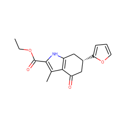 CCOC(=O)c1[nH]c2c(c1C)C(=O)C[C@@H](c1ccco1)C2 ZINC000004488754