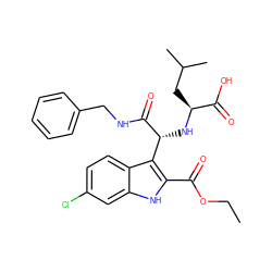 CCOC(=O)c1[nH]c2cc(Cl)ccc2c1[C@@H](N[C@@H](CC(C)C)C(=O)O)C(=O)NCc1ccccc1 ZINC000113900040