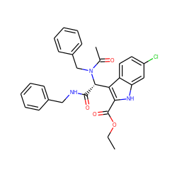 CCOC(=O)c1[nH]c2cc(Cl)ccc2c1[C@H](C(=O)NCc1ccccc1)N(Cc1ccccc1)C(C)=O ZINC000113879782