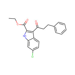 CCOC(=O)c1[nH]c2cc(Cl)ccc2c1C(=O)CCc1ccccc1 ZINC000473124934