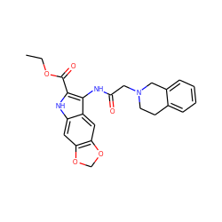 CCOC(=O)c1[nH]c2cc3c(cc2c1NC(=O)CN1CCc2ccccc2C1)OCO3 ZINC000034847925