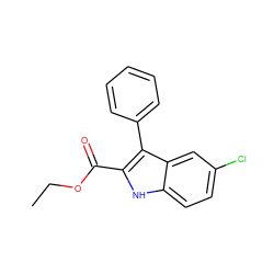 CCOC(=O)c1[nH]c2ccc(Cl)cc2c1-c1ccccc1 ZINC000000169716