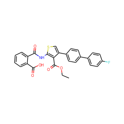 CCOC(=O)c1c(-c2ccc(-c3ccc(F)cc3)cc2)csc1NC(=O)c1ccccc1C(=O)O ZINC000045350667