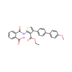 CCOC(=O)c1c(-c2ccc(-c3ccc(OC)cc3)cc2)csc1NC(=O)c1ccccc1C(=O)O ZINC000045389159