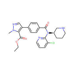 CCOC(=O)c1c(-c2ccc(C(=O)N(c3ncccc3Cl)[C@@H]3CCCNC3)cc2)cnn1C ZINC000219130125