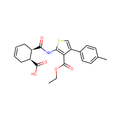 CCOC(=O)c1c(-c2ccc(C)cc2)csc1NC(=O)[C@@H]1CC=CC[C@@H]1C(=O)O ZINC000004614482