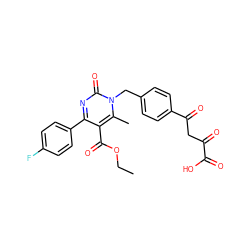 CCOC(=O)c1c(-c2ccc(F)cc2)nc(=O)n(Cc2ccc(C(=O)CC(=O)C(=O)O)cc2)c1C ZINC000653767409