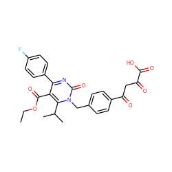 CCOC(=O)c1c(-c2ccc(F)cc2)nc(=O)n(Cc2ccc(C(=O)CC(=O)C(=O)O)cc2)c1C(C)C ZINC000653778086