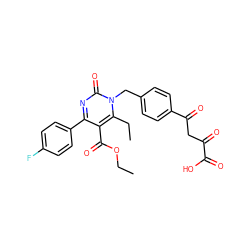 CCOC(=O)c1c(-c2ccc(F)cc2)nc(=O)n(Cc2ccc(C(=O)CC(=O)C(=O)O)cc2)c1CC ZINC000653761897