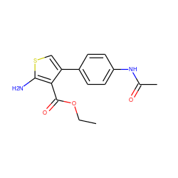 CCOC(=O)c1c(-c2ccc(NC(C)=O)cc2)csc1N ZINC000031829549