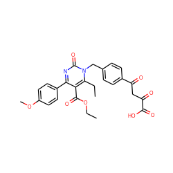 CCOC(=O)c1c(-c2ccc(OC)cc2)nc(=O)n(Cc2ccc(C(=O)CC(=O)C(=O)O)cc2)c1CC ZINC000653761893