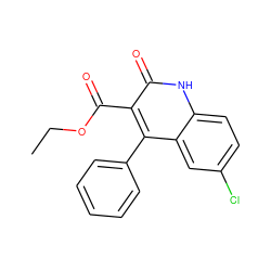 CCOC(=O)c1c(-c2ccccc2)c2cc(Cl)ccc2[nH]c1=O ZINC000018106435