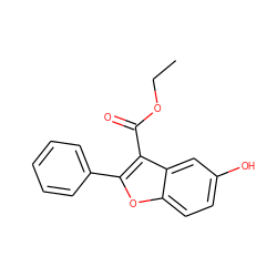 CCOC(=O)c1c(-c2ccccc2)oc2ccc(O)cc12 ZINC000000043090