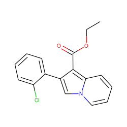 CCOC(=O)c1c(-c2ccccc2Cl)cn2ccccc12 ZINC000001406433