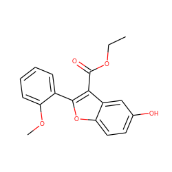 CCOC(=O)c1c(-c2ccccc2OC)oc2ccc(O)cc12 ZINC000039203773