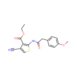 CCOC(=O)c1c(C#N)csc1NC(=O)Cc1ccc(OC)cc1 ZINC000066073811