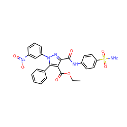 CCOC(=O)c1c(C(=O)Nc2ccc(S(N)(=O)=O)cc2)nn(-c2cccc([N+](=O)[O-])c2)c1-c1ccccc1 ZINC000095594844