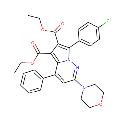 CCOC(=O)c1c(C(=O)OCC)c2c(-c3ccccc3)cc(N3CCOCC3)nn2c1-c1ccc(Cl)cc1 ZINC000064539959