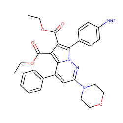 CCOC(=O)c1c(C(=O)OCC)c2c(-c3ccccc3)cc(N3CCOCC3)nn2c1-c1ccc(N)cc1 ZINC000064539771