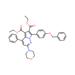 CCOC(=O)c1c(C(=O)OCC)c2c(-c3ccccc3)cc(N3CCOCC3)nn2c1-c1ccc(OCc2ccccc2)cc1 ZINC000064540236