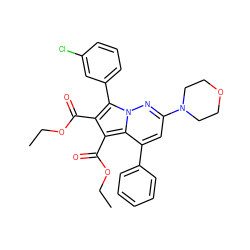 CCOC(=O)c1c(C(=O)OCC)c2c(-c3ccccc3)cc(N3CCOCC3)nn2c1-c1cccc(Cl)c1 ZINC000064539788