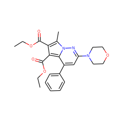 CCOC(=O)c1c(C(=O)OCC)c2c(-c3ccccc3)cc(N3CCOCC3)nn2c1C ZINC000064548748