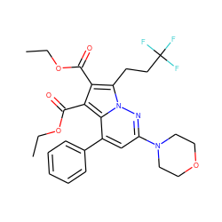 CCOC(=O)c1c(C(=O)OCC)c2c(-c3ccccc3)cc(N3CCOCC3)nn2c1CCC(F)(F)F ZINC000064548477