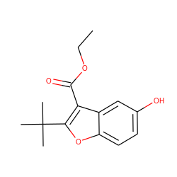 CCOC(=O)c1c(C(C)(C)C)oc2ccc(O)cc12 ZINC000000307903