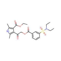 CCOC(=O)c1c(C)[nH]c(C)c1C(=O)COC(=O)c1cccc(S(=O)(=O)N(CC)CC)c1 ZINC000002661733